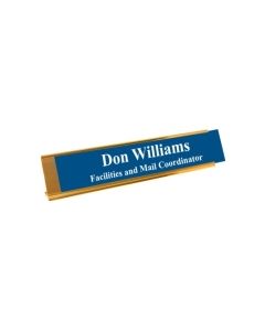 2 x 8 Gold Metal Desk Holder w/Plate